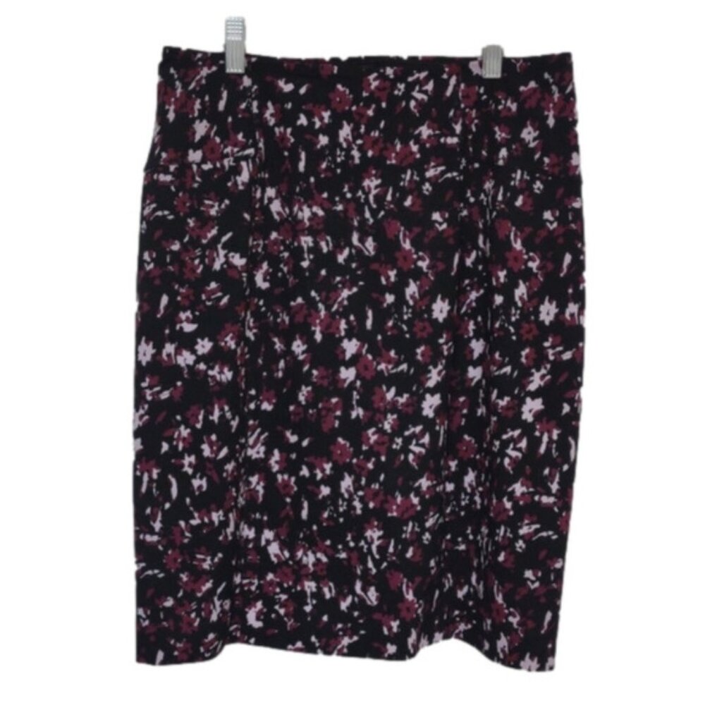 LYSSE lined stretch black and purple midi skirt, like new condition, size M